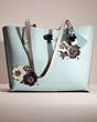 COACH®,UPCRAFTED WILLOW TOTE IN COLORBLOCK WITH SIGNATURE CANVAS INTERIOR,Pewter/Aqua Multi,Front View