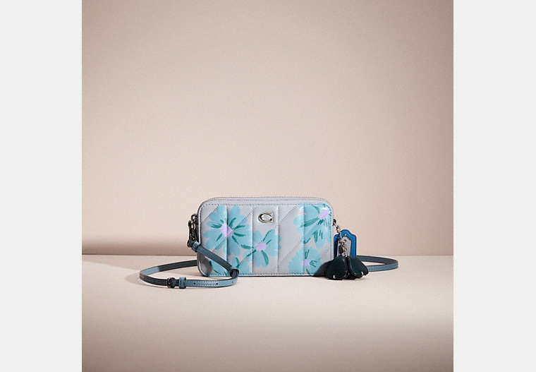 COACH®,UPCRAFTED KIRA CROSSBODY WITH PILLOW QUILTING,Garden Party,Silver/Grey Blue,Front View