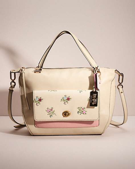 COACH®,UPCRAFTED MADISON SMYTHE SATCHEL,Garden Party,Gold/Milk,Front View