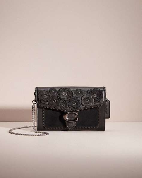 COACH®,UPCRAFTED TABBY CHAIN CLUTCH WITH BEADCHAIN,Garden Party,Pewter/Black,Front View