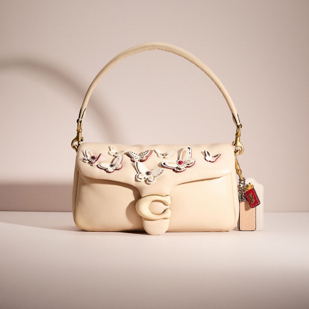 COACH®,UPCRAFTED PILLOW TABBY SHOULDER BAG 26,Medium,Garden Party,Brass/Ivory,Front View