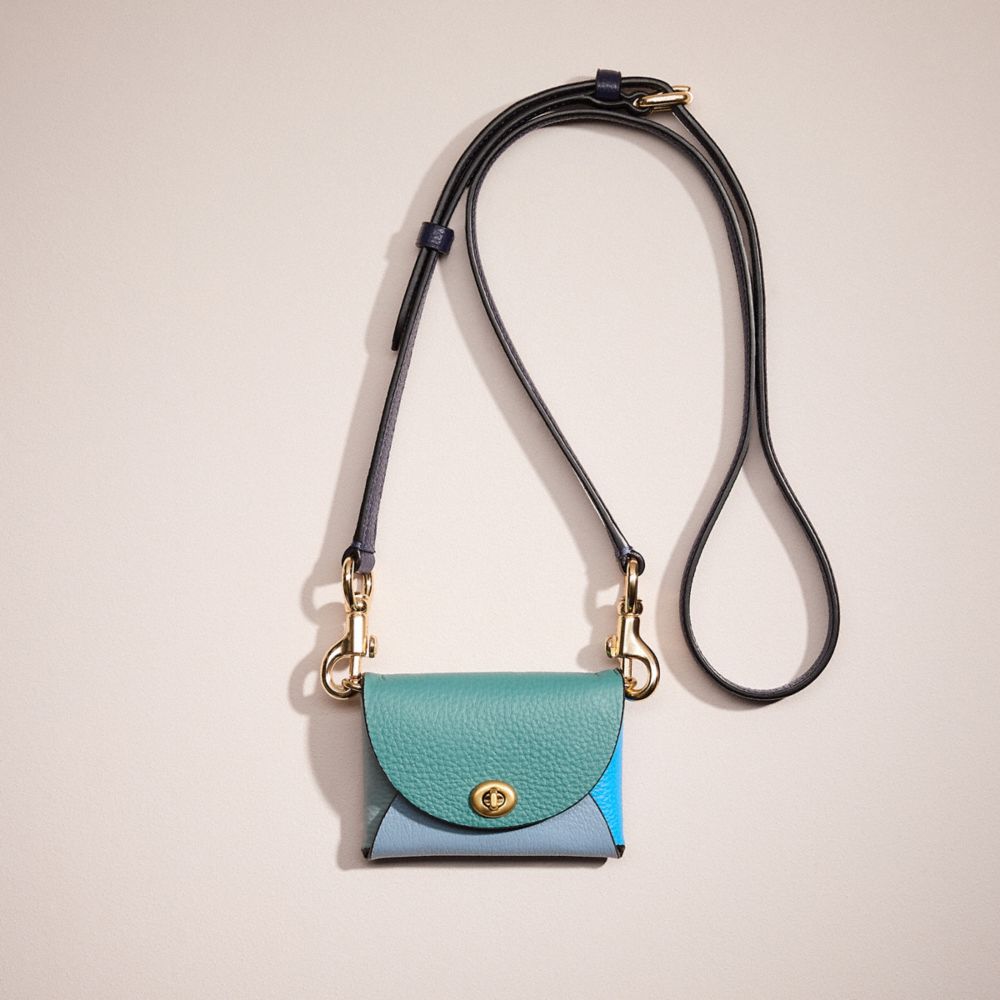 COACH®,REMADE SMALL COLORBLOCK POUCH CROSSBODY,Blue Multi,Front View