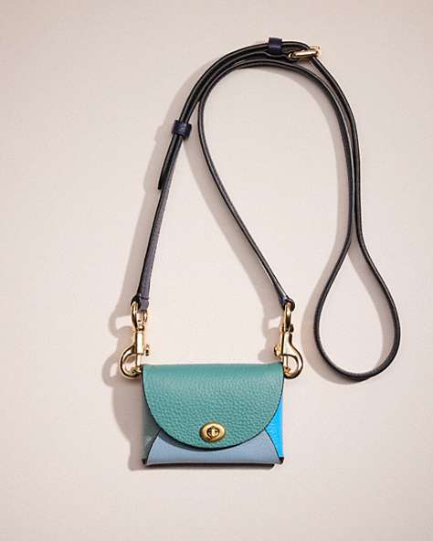 COACH®,REMADE SMALL COLORBLOCK POUCH CROSSBODY,Blue Multi,Front View