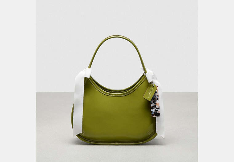 COACH®,Ergo Bag in Crinkle Patent Coachtopia Leather with Bows,Olive/White,Front View