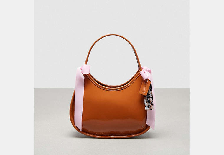 COACH®,Ergo Bag in Crinkle Patent Coachtopia Leather with Bows,Burnished Amber/Light Pink,Front View