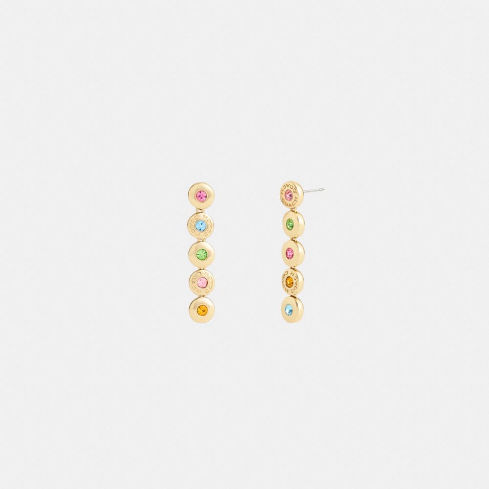 COACH®,Open Circle Linear Earrings,Multi Color,Front View