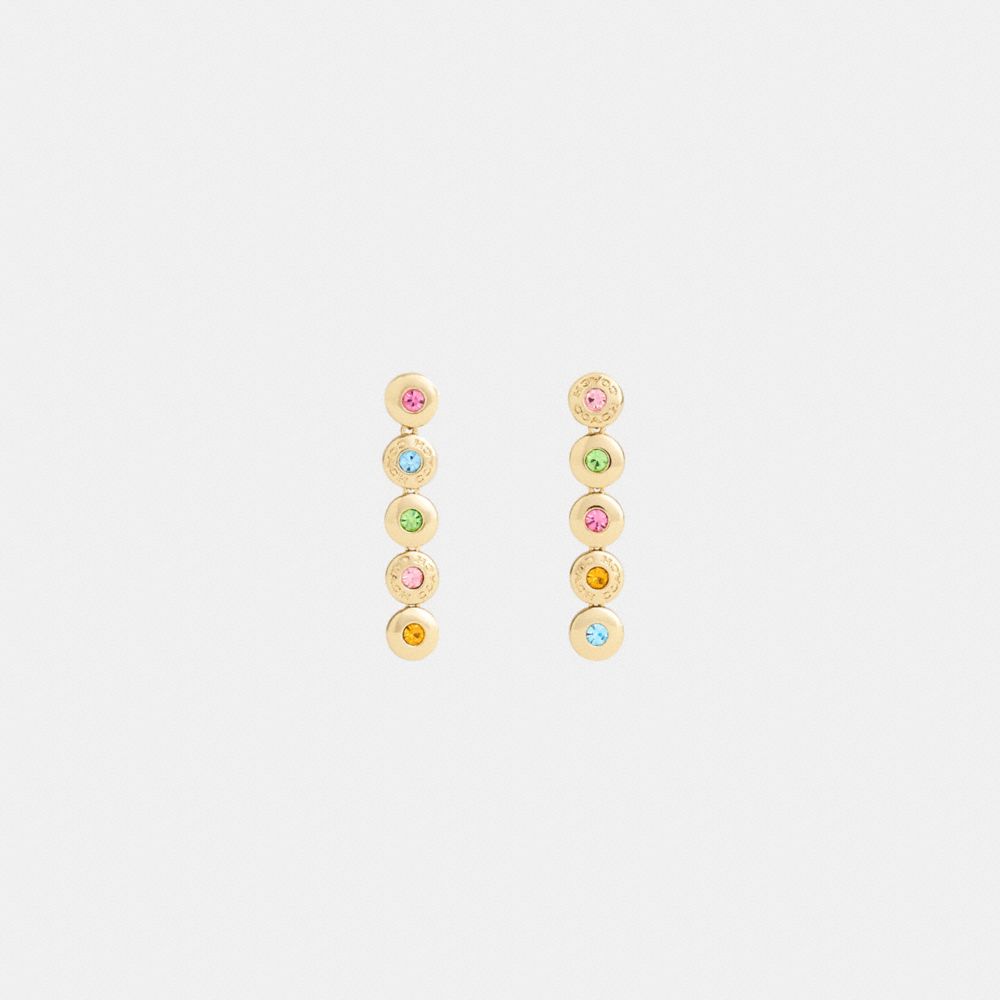 COACH®,Open Circle Linear Earrings,Multi Color,Inside View,Top View