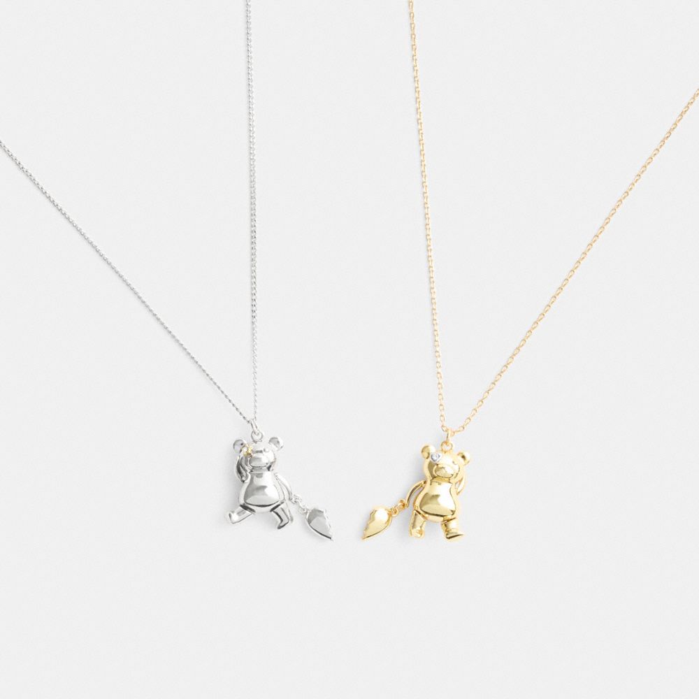 COACH®,ENSEMBLE COLLIER D’AMITIÉ AVEC CŒUR ET OURS EN PELUCHE,Or/Argenté,Alternate View