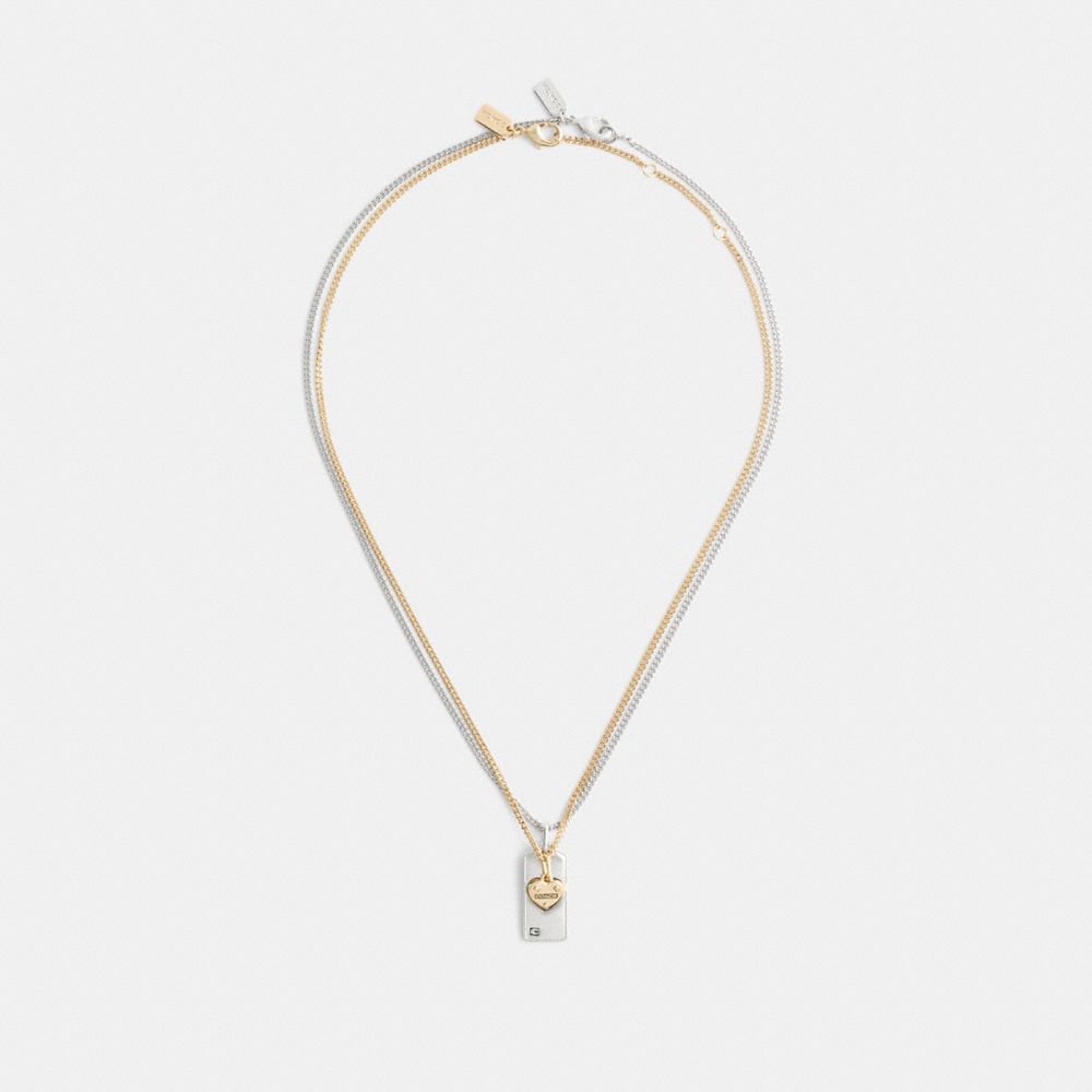 COACH®,ENSEMBLE COLLIER D’AMITIÉ AVEC CŒURS ET ÉTIQUETTES,Or/Argenté,Outsole View