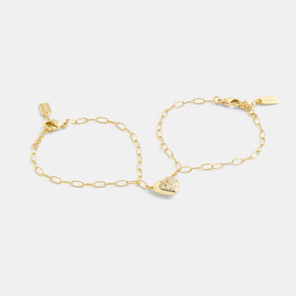 COACH®,Heart Friendship Bracelet Set,Cubic Zirconia,Glass,Heart Embellishment,Gem Embellishment,Set,Casual,Clear,Outsole View