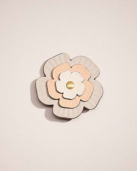 COACH®,REMADE TEA ROSE BROOCH,Garden Party,Beige Multi,Front View