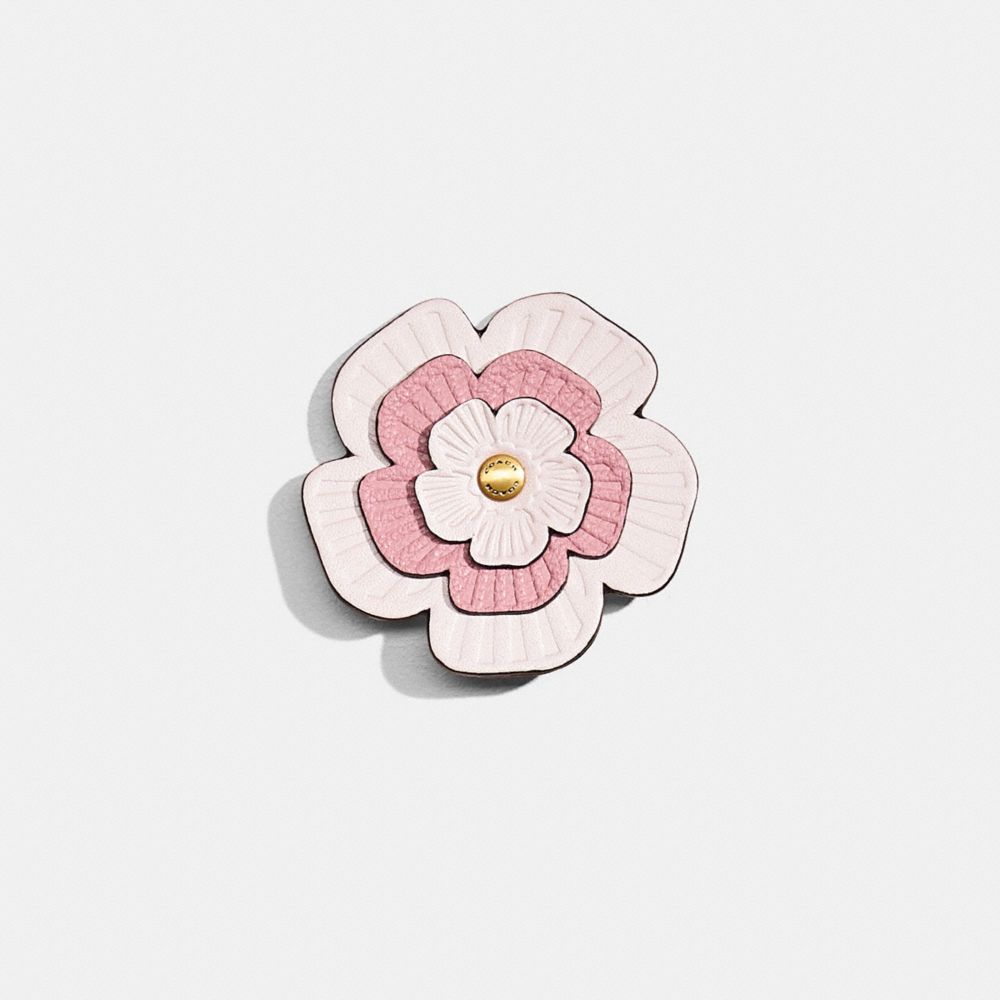 COACH®,Remade Tea Rose Brooch,,Front View