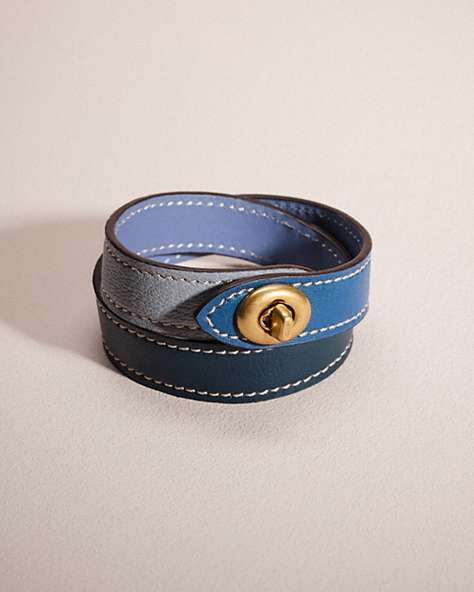 COACH®,REMADE TURNLOCK WRAP BRACELET,Blue Multi,Front View