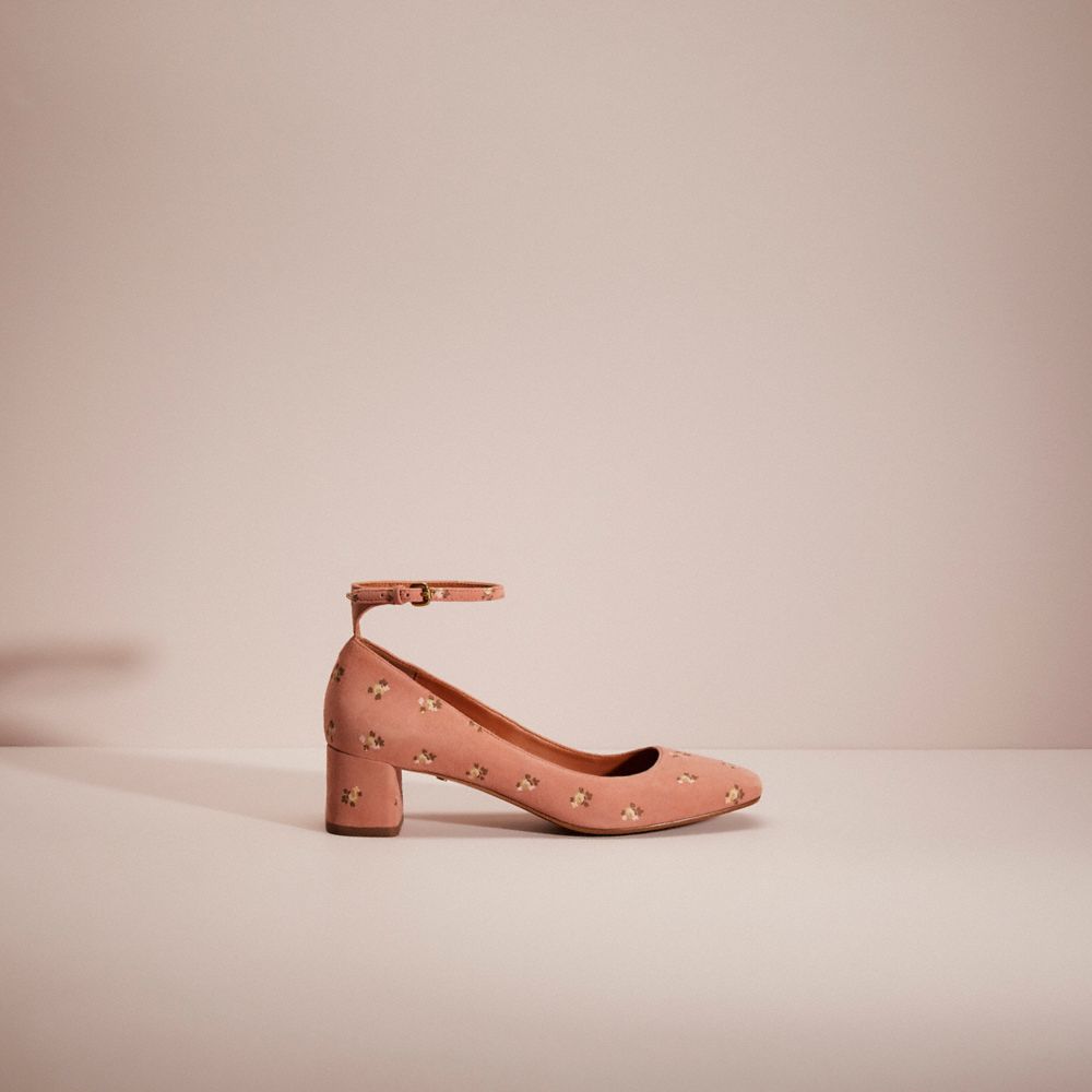 COACH®,RESTORED ANKLE STRAP PUMP WITH PRAIRIE PRINT,Melon,Front View