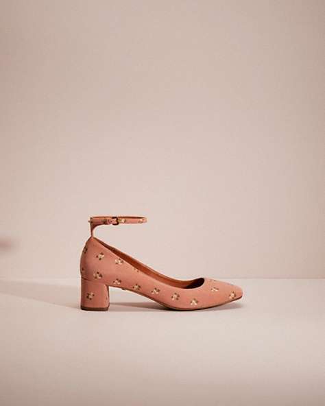 COACH®,RESTORED ANKLE STRAP PUMP WITH PRAIRIE PRINT,Melon,Front View