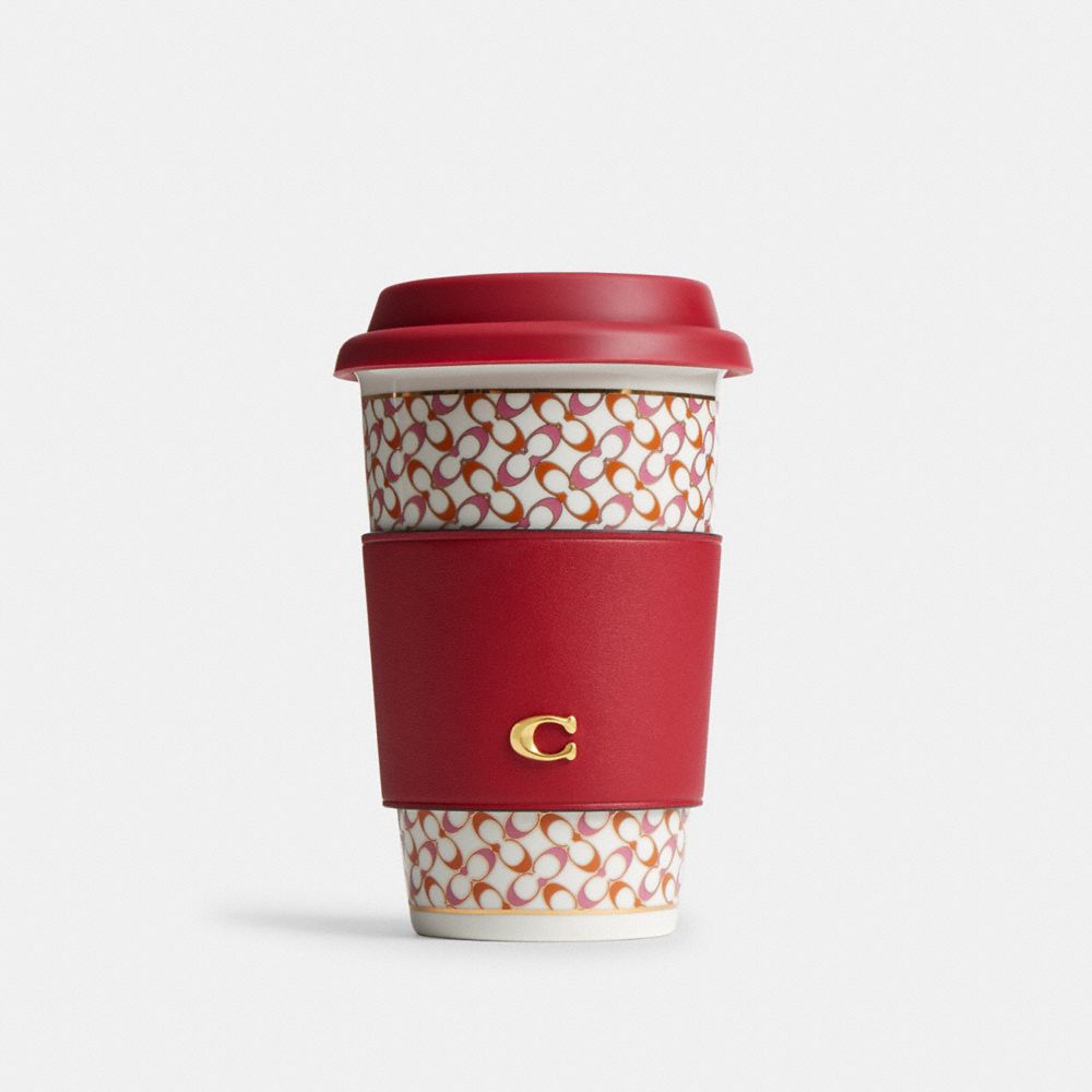 COACH®,Signature Hot Lidded Cup,,Front View