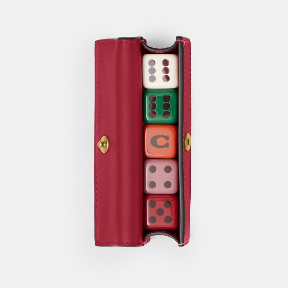 COACH®,ENSEMBLE DE DÉS,Laiton/Rubis,Inside View,Top View