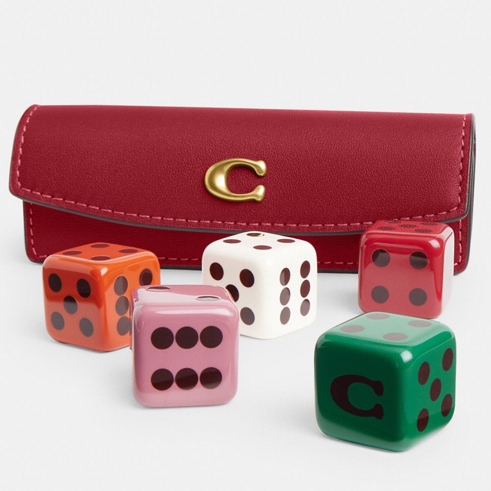COACH®,ENSEMBLE DE DÉS,Laiton/Rubis,Closer View