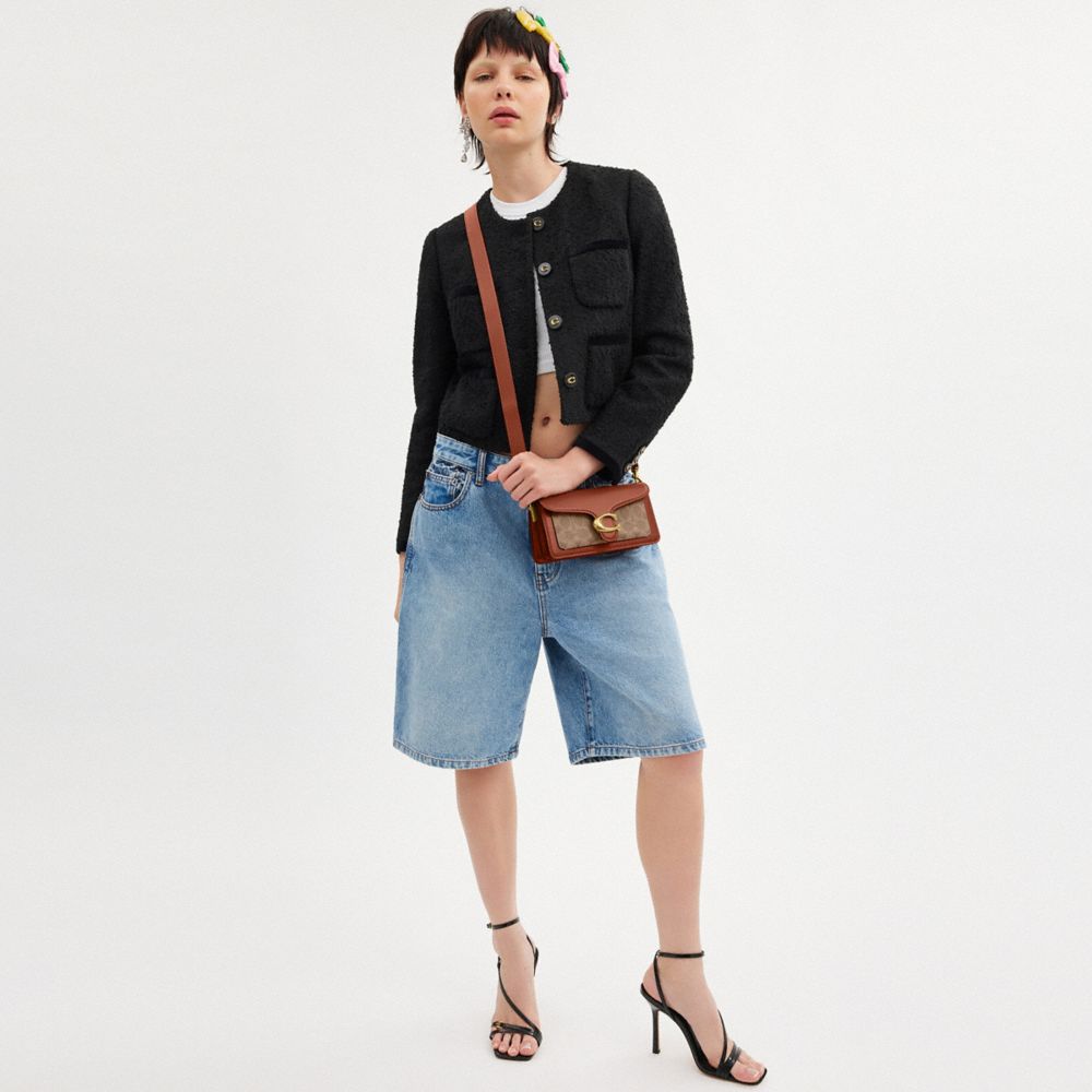 COACH®,Tabby Shoulder Bag 20 In Signature Canvas,Calfskin Leather,Canvas,Shoulder Bag,Metal,Silver Metal,Day Party,