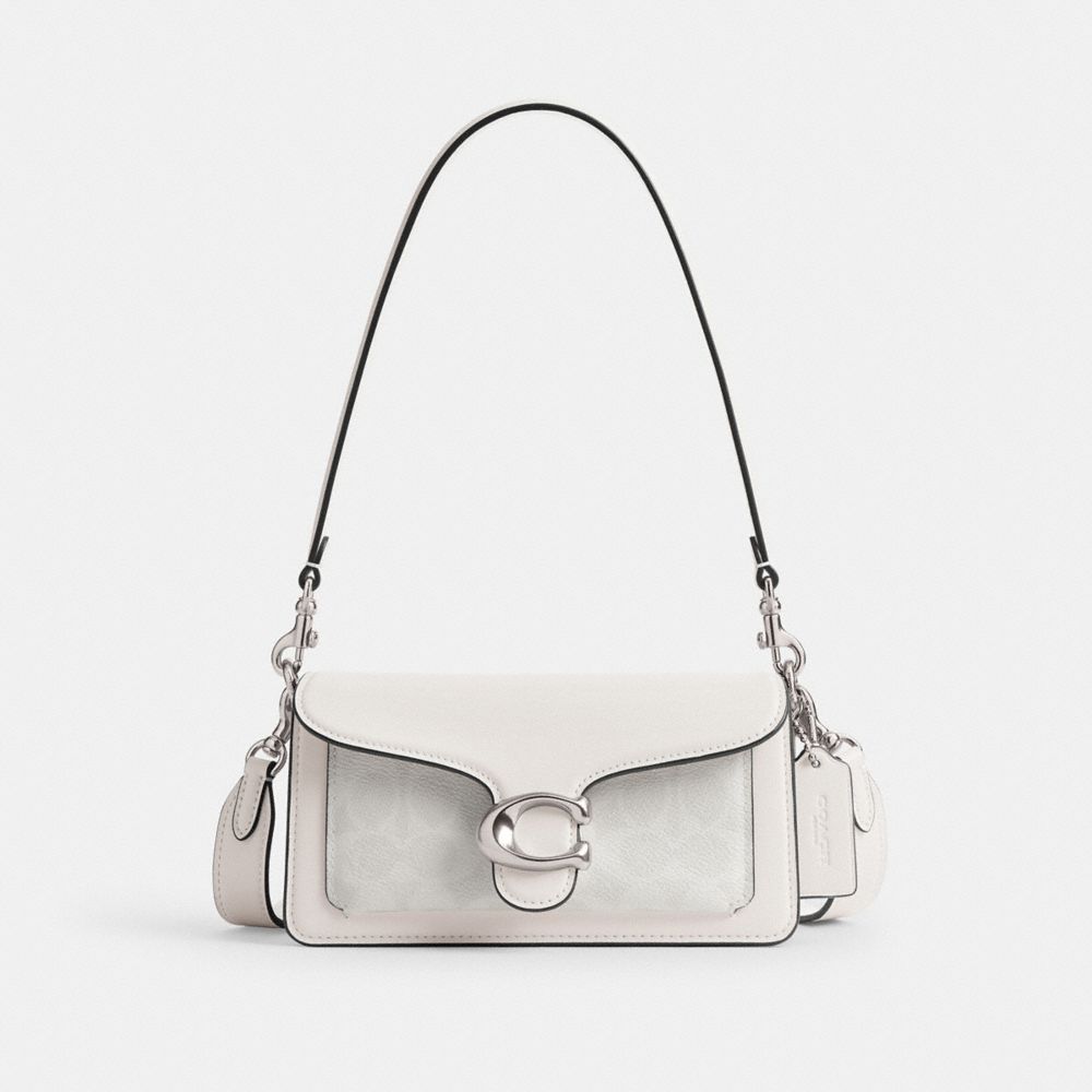 Coach Tabby Shoulder Bag 20 In Signature Canvas In Silver/white Chalk