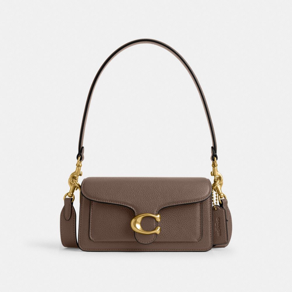 COACH®,TABBY SHOULDER BAG 20,Cuir galet,Laiton/Pierre sombre,Front View