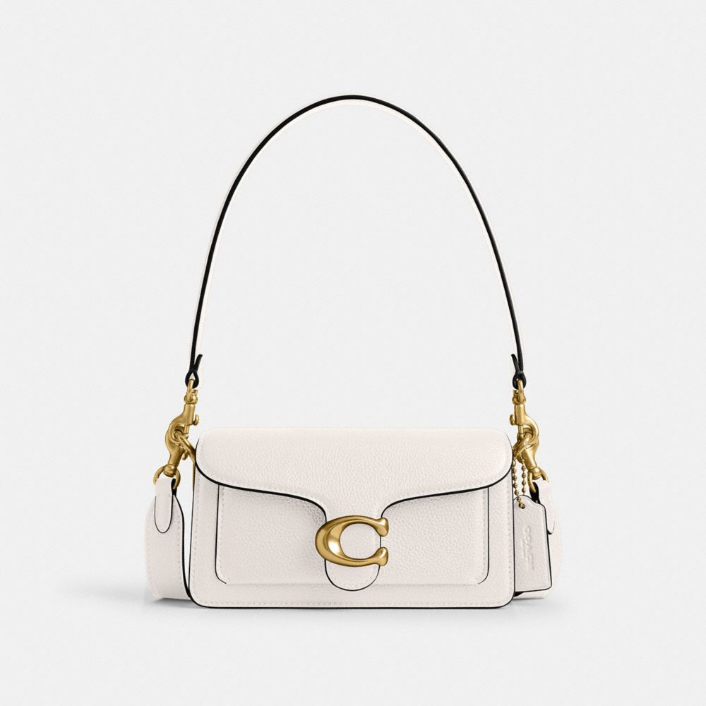 COACH®,Tabby Shoulder Bag 20,Shoulder Bag,Embossed,Metal,Logo,Day Party,White,Front View