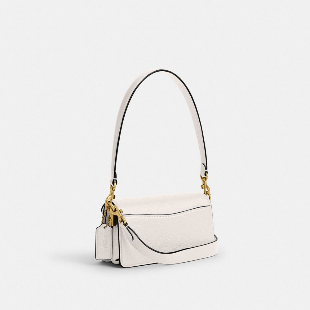 COACH®,Tabby Shoulder Bag 20,Leather,Shoulder Bag,Embossed,Metal,Logo,Day Party,White,Angle View