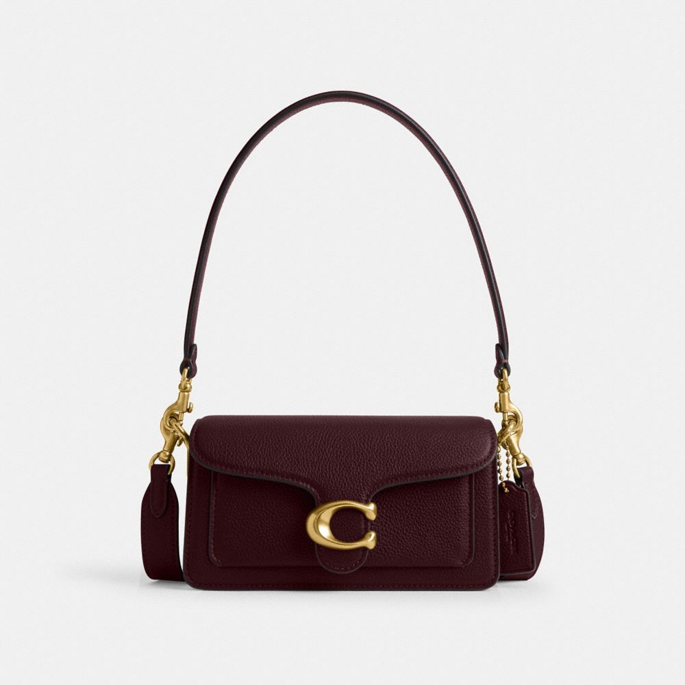 COACH®,Tabby Shoulder Bag 20,Shoulder Bag,Embossed,Metal,Logo,Day Party,Maroon,Front View