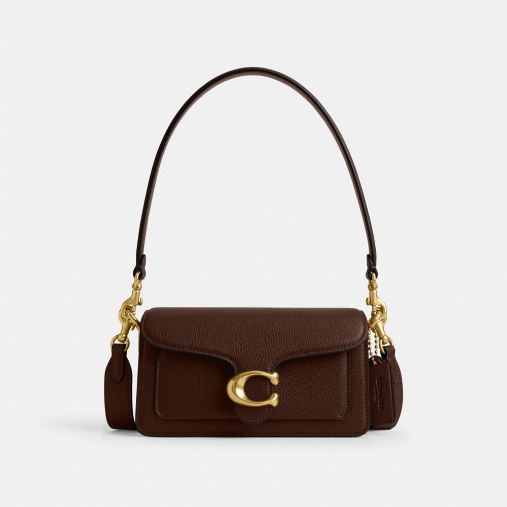 COACH®,Tabby Shoulder Bag 20,Shoulder Bag,Embossed,Metal,Logo,Day Party,Brown,Front View