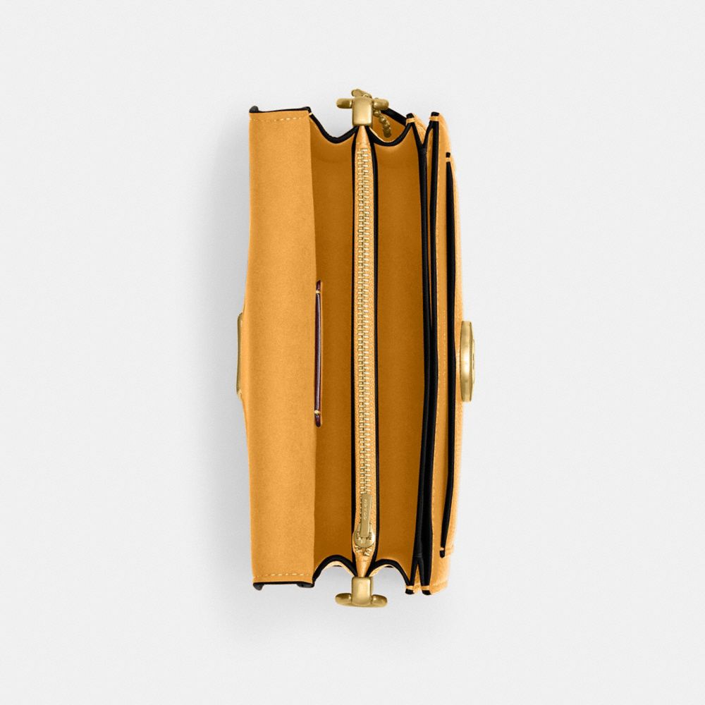 COACH®,Cuir galet poli,Laiton/Jaune Moutarde,Inside View,Top View