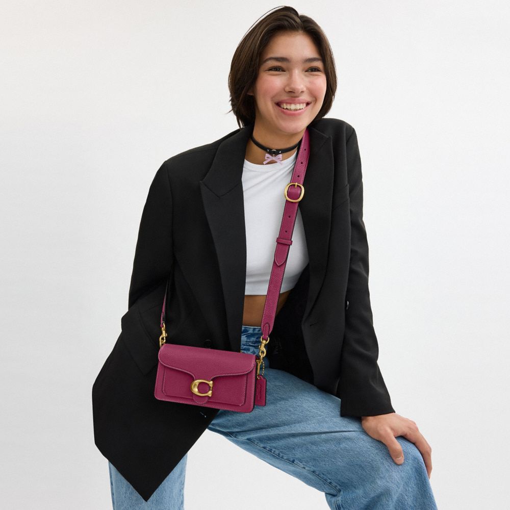 COACH®,TABBY SHOULDER BAG 20,Cuir galet poli,Laiton/Rose