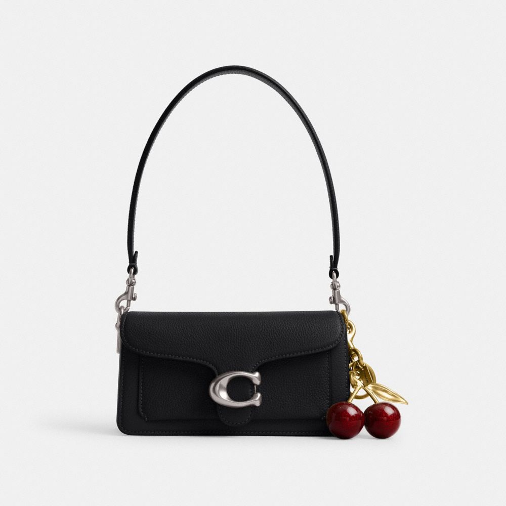 COACH®,Tabby Shoulder Bag 20,Leather,Shoulder Bag,Embossed,Metal,Logo,Day Party,Black,Angle View