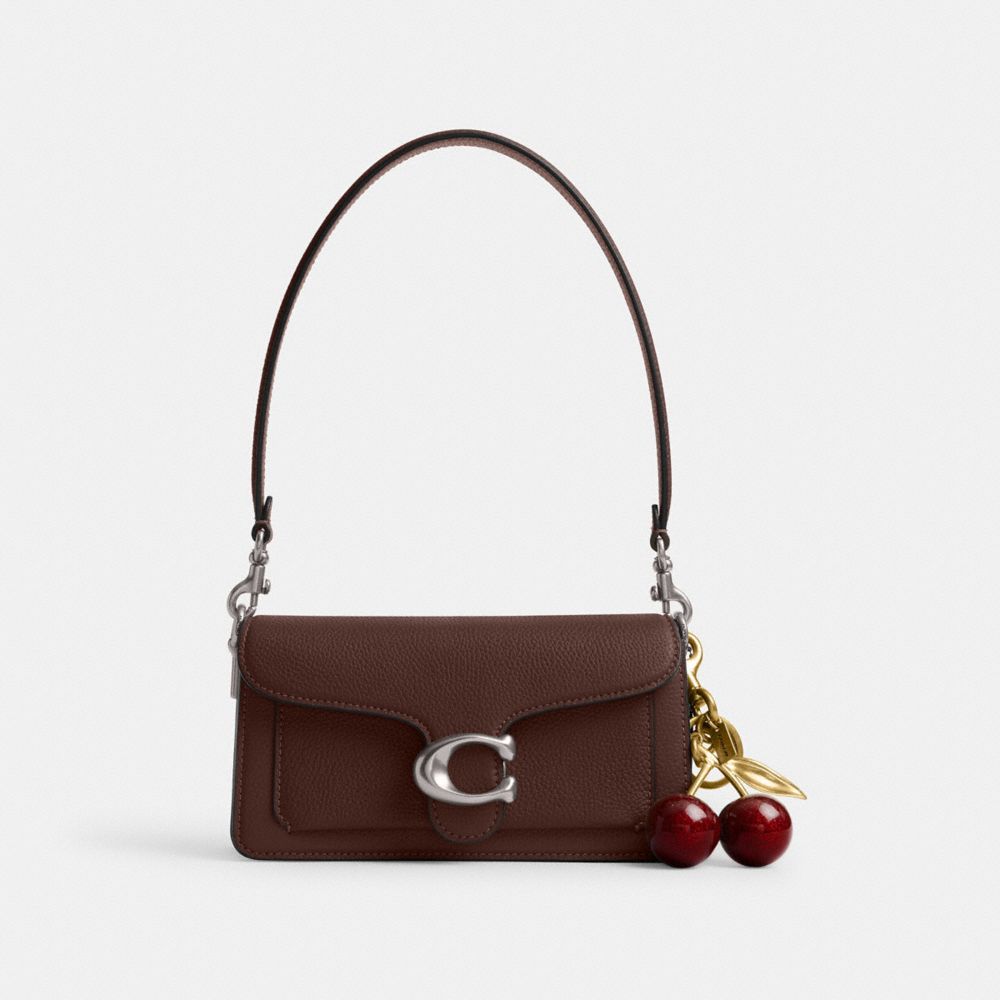 COACH®,Tabby Shoulder Bag 20,Leather,Shoulder Bag,Embossed,Metal,Logo,Day Party,Brown,Angle View