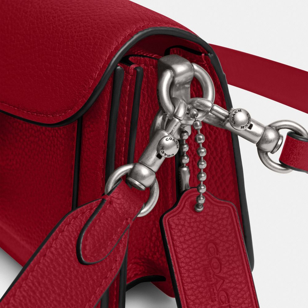 COACH®,TABBY SHOULDER BAG 20,Cuir galet poli,Argent/Rubis,Closer View