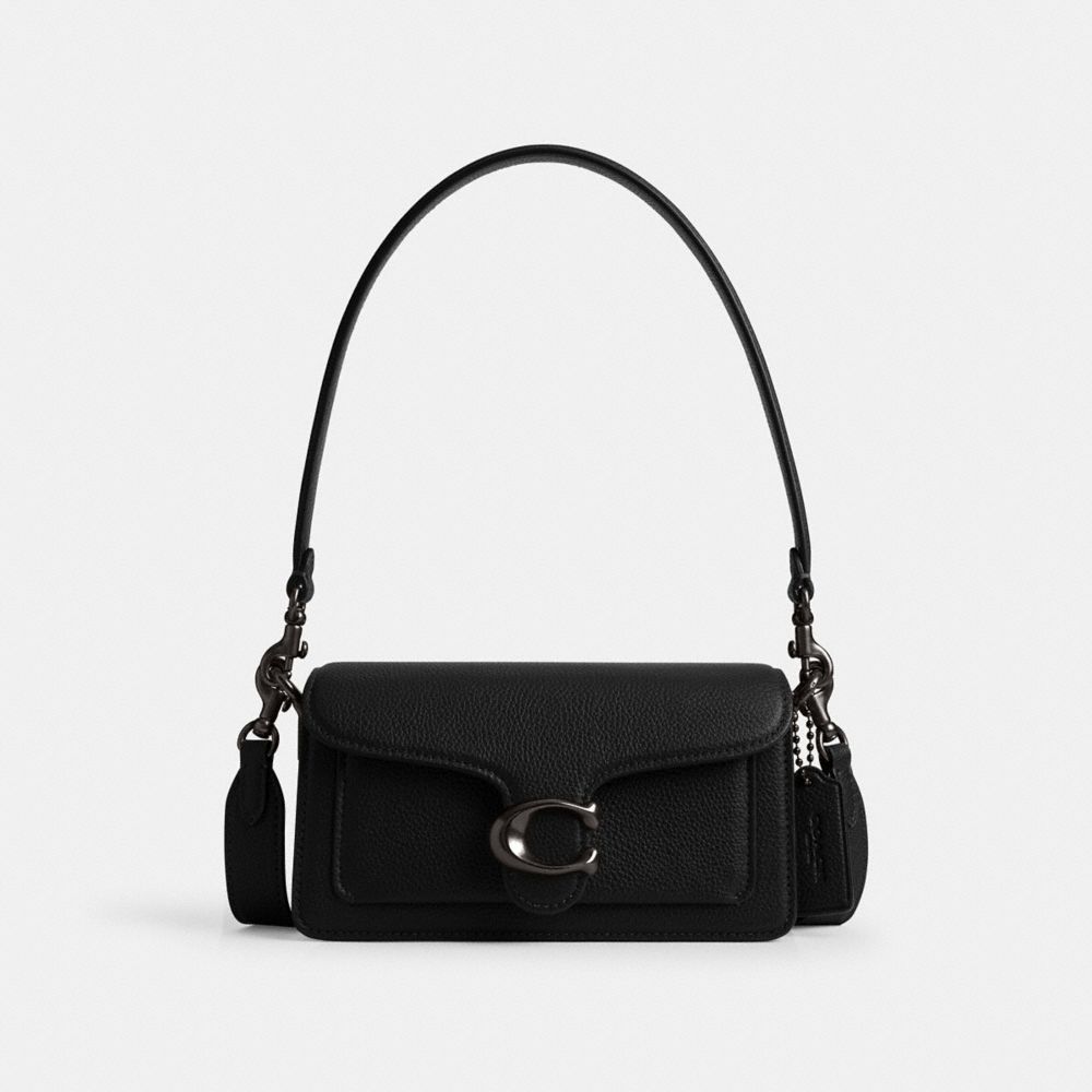 COACH®,Tabby Shoulder Bag 20,Shoulder Bag,Embossed,Metal,Logo,Day Party,Black,Front View