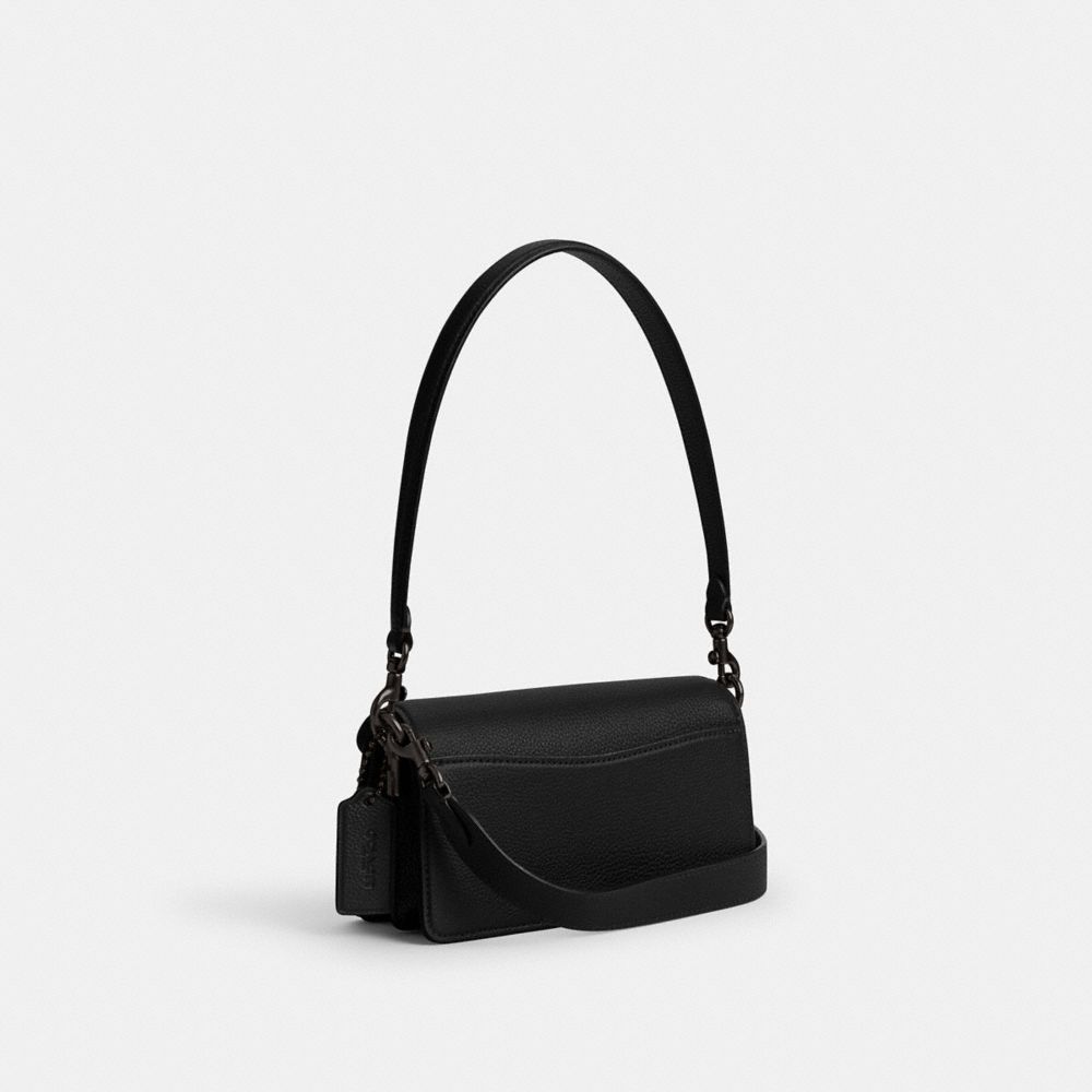 COACH®,TABBY SHOULDER BAG 20,Cuir galet poli,Étain/Noir,Angle View