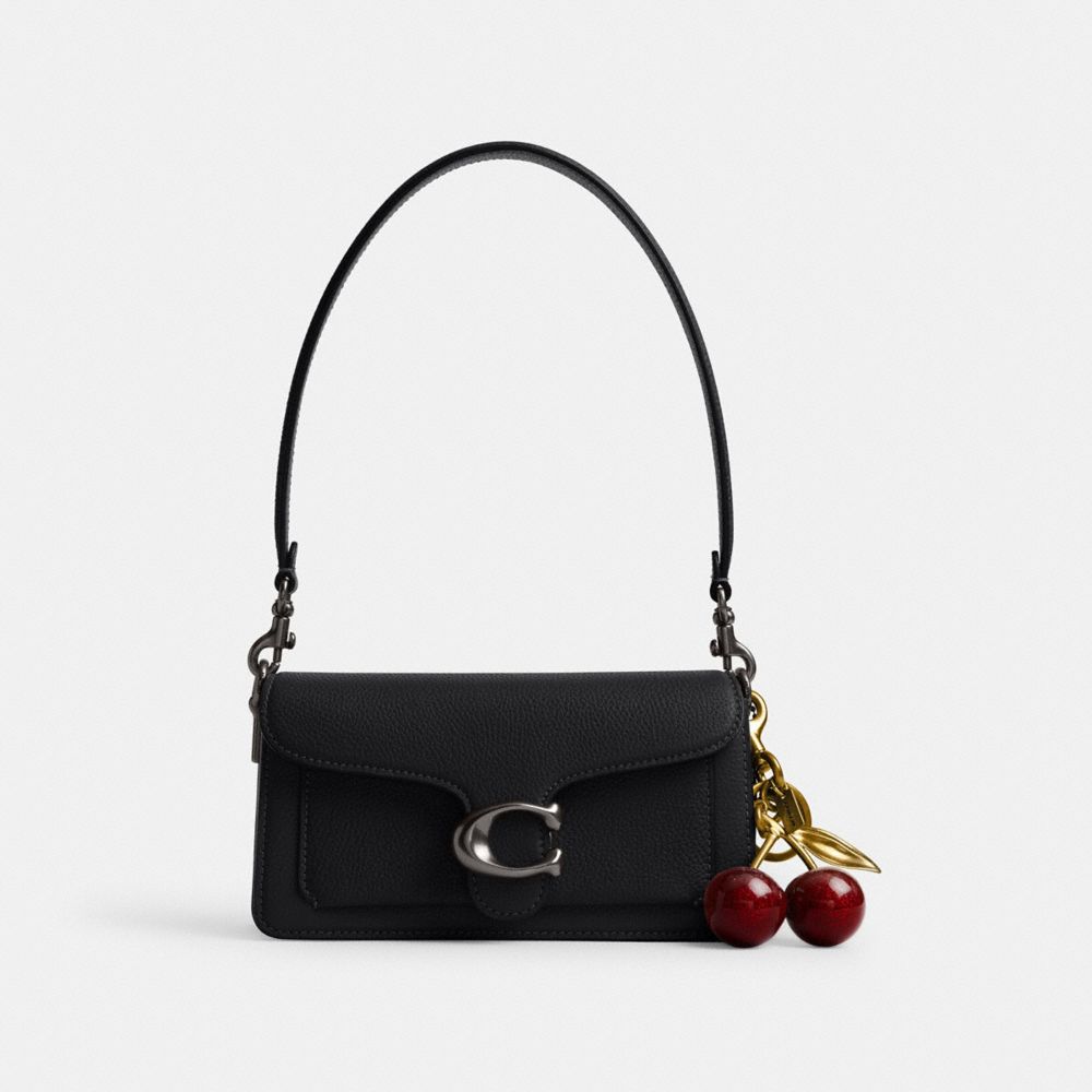COACH®,Tabby Shoulder Bag 20,Leather,Shoulder Bag,Embossed,Metal,Logo,Day Party,Black,Angle View