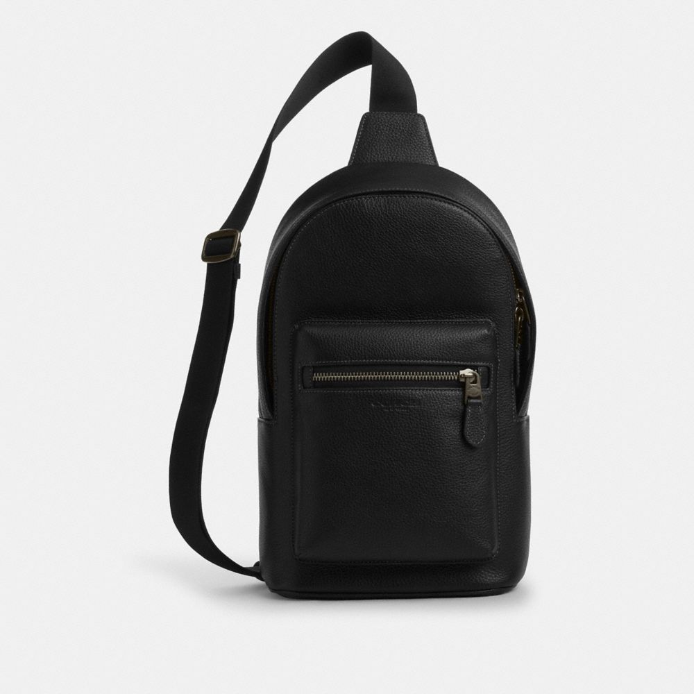 COACH®,West Pack,Leather,Slingback,Embossed,Logo,Casual,Black,Front View image number 0