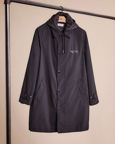 COACH®,RESTORED REXY AND CARRIAGE COAT WITH HOOD,Black,Front View