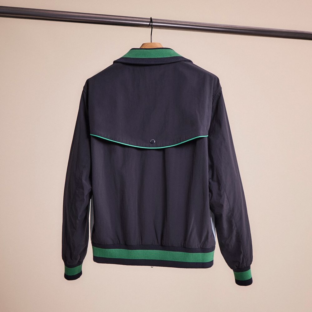 COACH®,Restored Colorblock Mashup Windbreaker In Recycled Nylon,Polyester,Recycled Nylon,Windbreaker,Color Block,Piping,Lo...,Black,Back View