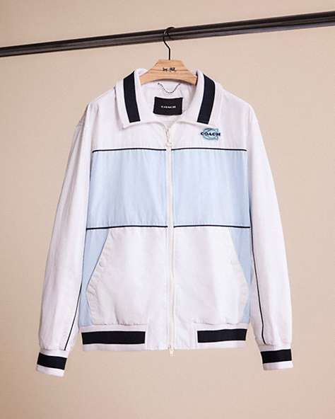 COACH®,RESTORED COLORBLOCK MASHUP WINDBREAKER IN RECYCLED NYLON,White,Front View