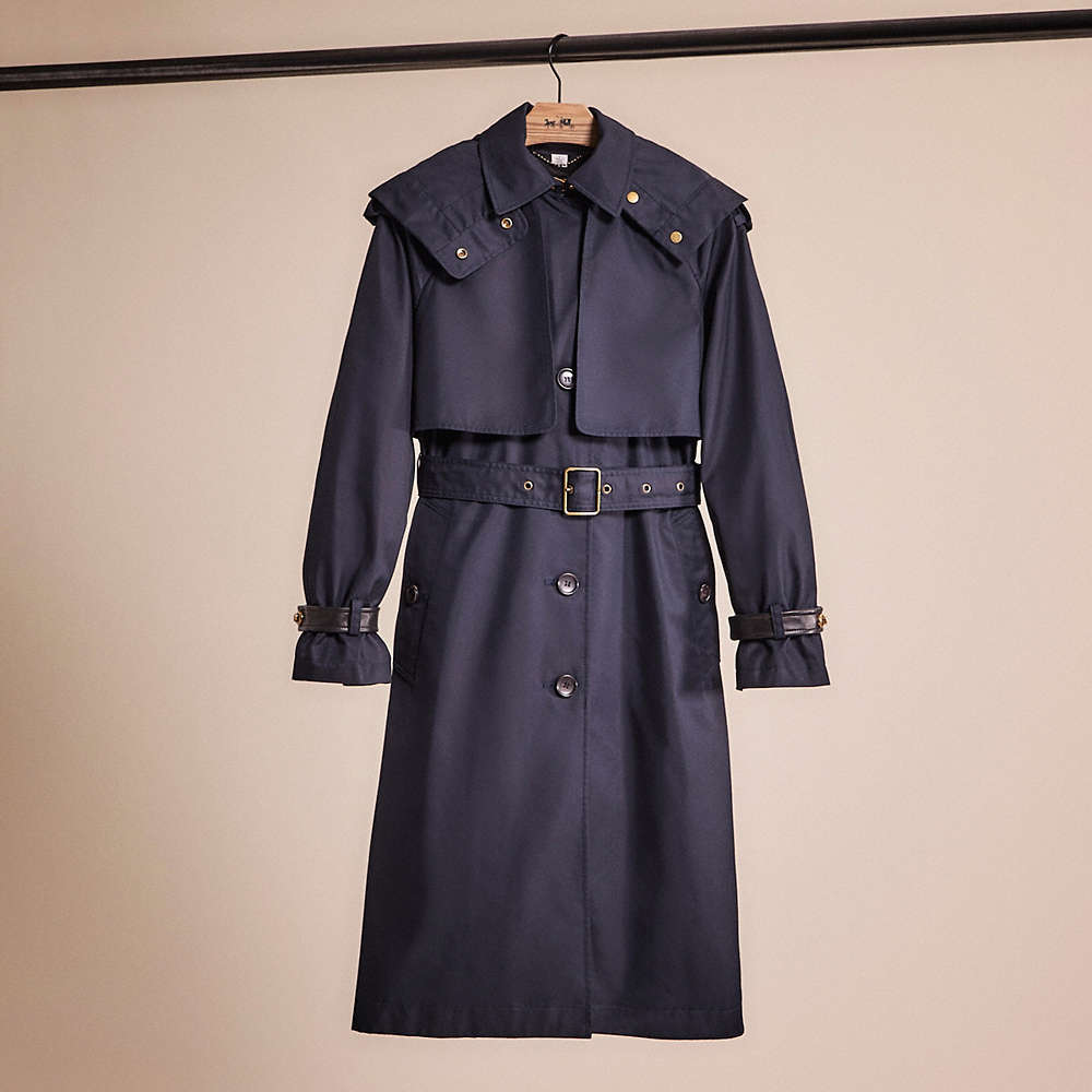 Coach Restored Hooded Trench Coat In Blue