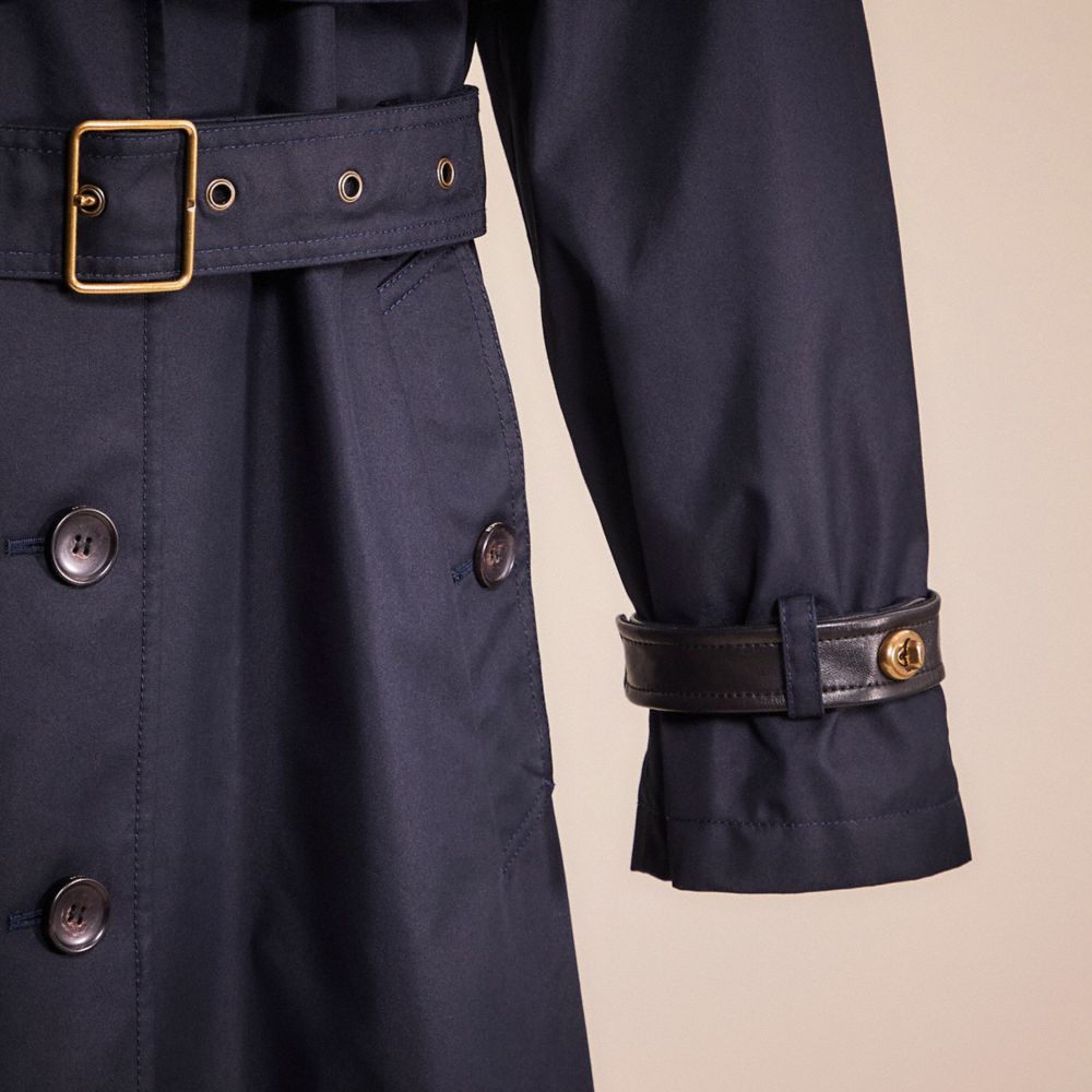 COACH®,RESTORED HOODED TRENCH COAT,Raven Blue,Scale View