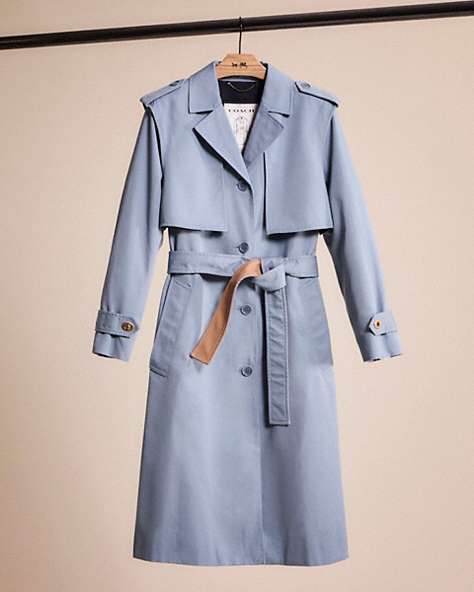 COACH®,RESTORED MINIMAL TRENCH COAT,Pale Blue,Front View