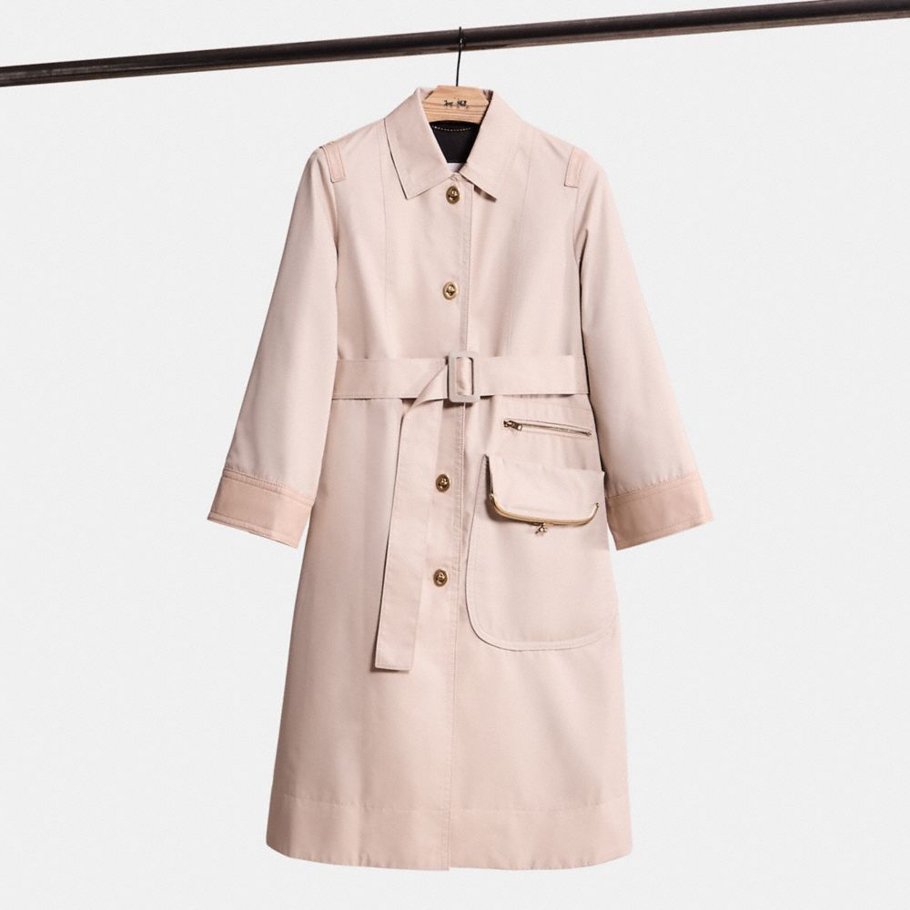 COACH®,RESTORED CLASSIC CASHIN COAT,Cotton/Polyester,Porcelain,Front View