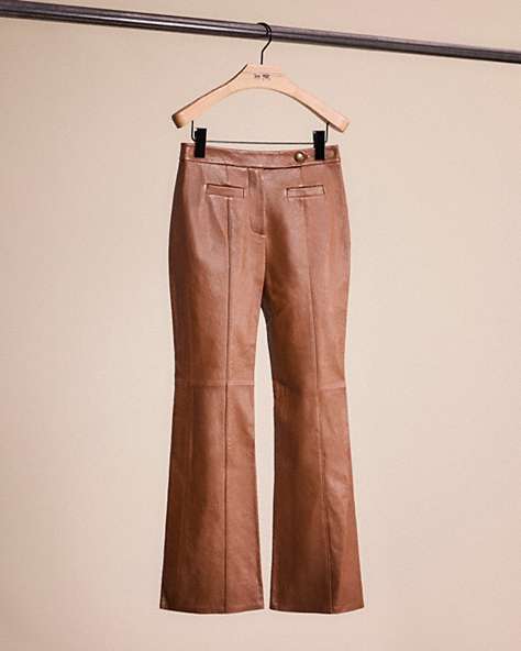 COACH®,RESTORED LEATHER FLARE TROUSERS,Brindle,Front View
