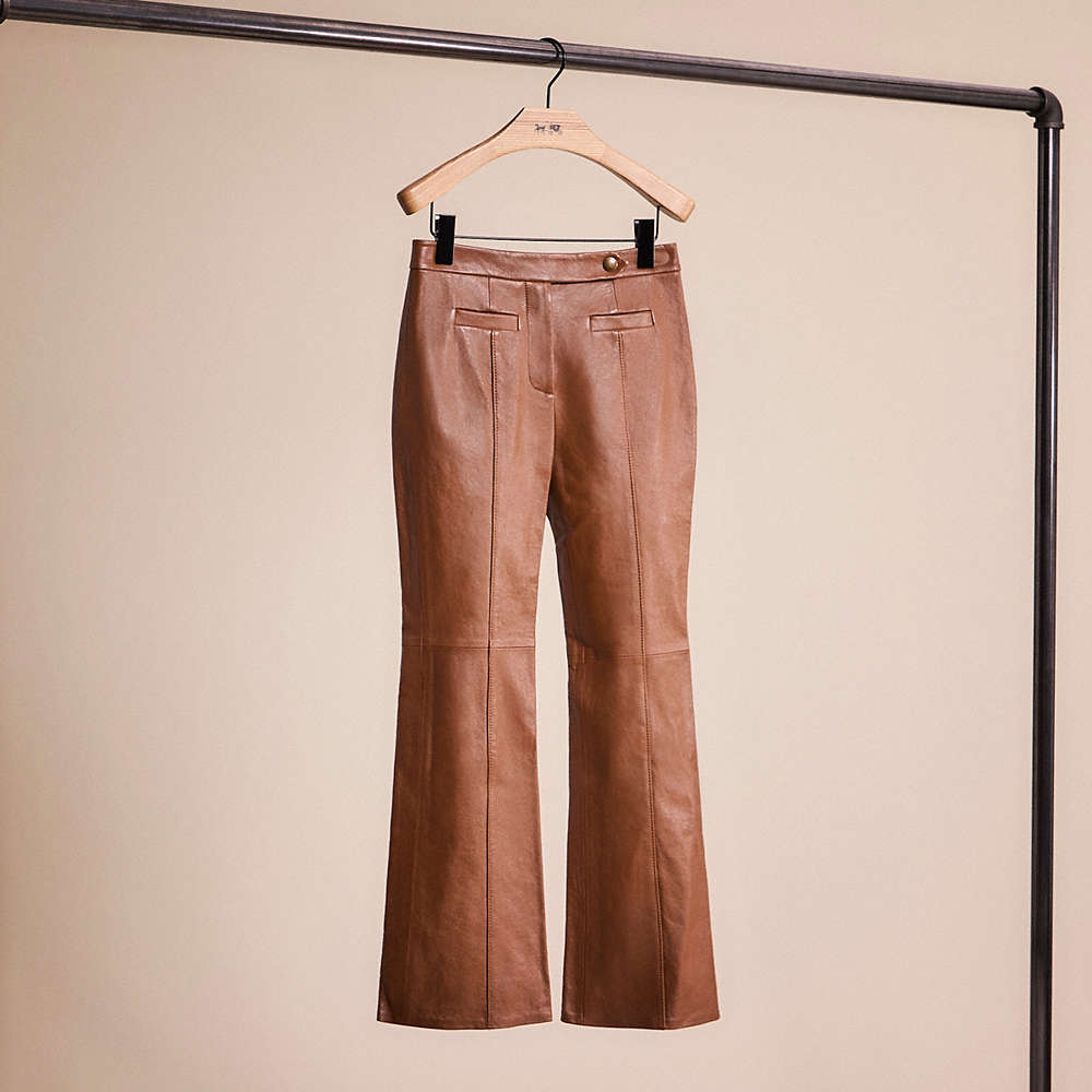 Coach Restored Leather Flare Trousers In Brown