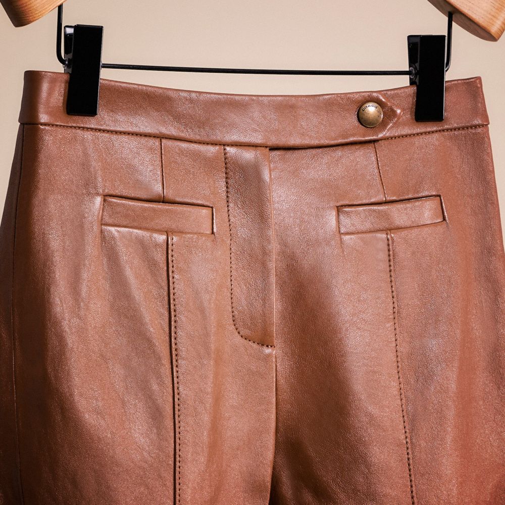 COACH®,RESTORED LEATHER FLARE TROUSERS,Brindle,Scale View