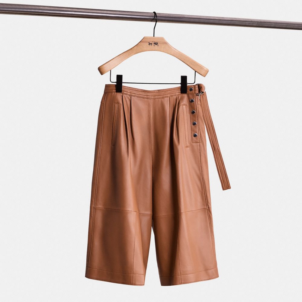 COACH®,RESTORED LEATHER CULOTTES,Pecan,Front View