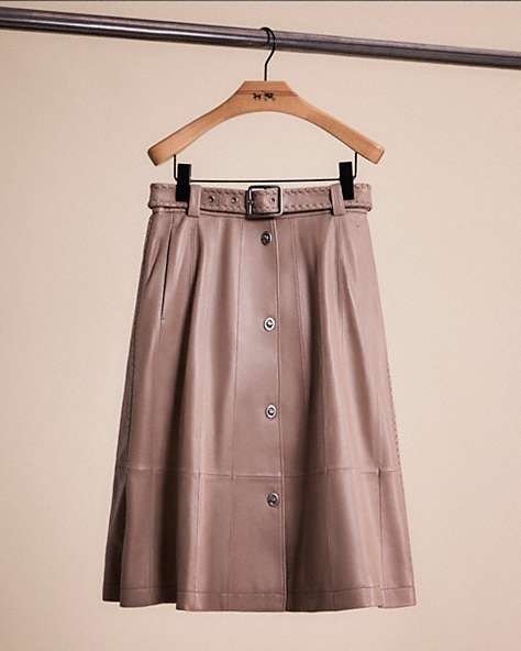 COACH®,RESTORED PANELED TRENCH SKIRT,Light Mocha,Front View